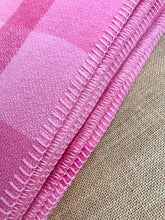 Load image into Gallery viewer, Coral Pink Check DOUBLE Pure New Zealand Wool Blanket.
