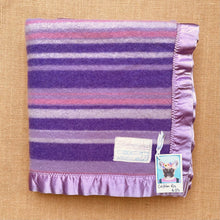 Load image into Gallery viewer, Gorgeous Purple Stripe COT/KNEE Rug Pure NZ Wool Blanket
