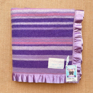 Gorgeous Purple Stripe COT/KNEE Rug Pure NZ Wool Blanket