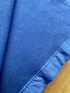 Beautiful Blue Thick and Soft KING SINGLE New Zealand Wool Blanket - Fresh Retro Love NZ Wool Blankets