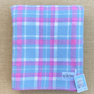 Pink & Blue, Thick & Fluffy SINGLE New Zealand Wool Blanket