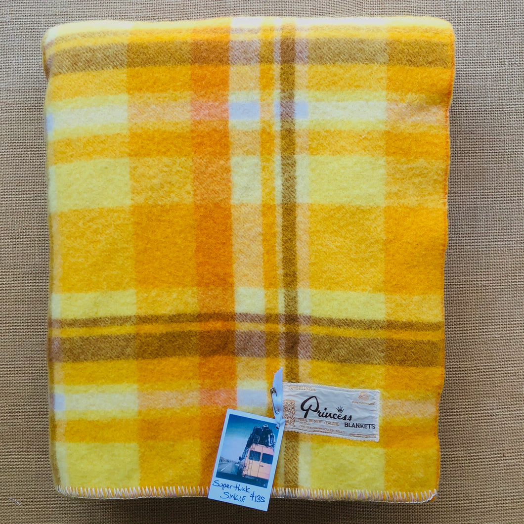 Golden Sunshine Superthick SINGLE Wool Blanket by Onehunga Woollen Mills - Fresh Retro Love NZ Wool Blankets