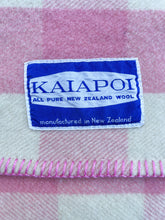 Load image into Gallery viewer, Sweet Pink &amp; Cream KAIAPOI Check SINGLE New Zealand Wool Blanket

