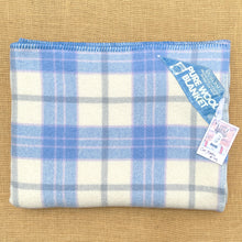 Load image into Gallery viewer, Blue &amp; Cream Heavyweight THROW/COT New Zealand Wool Blanket
