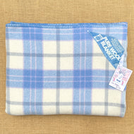 Blue & Cream Heavyweight THROW/COT New Zealand Wool Blanket