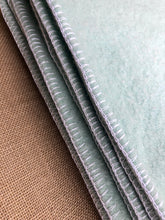 Load image into Gallery viewer, Duck Egg Green SINGLE  Wool Blanket with White Blanket Stitching - Fresh Retro Love NZ Wool Blankets
