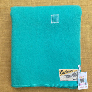 Solid Bright Turquoise SINGLE New Zealand Wool Blanket.