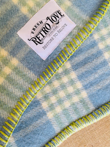 Blue with a twist of Lime SINGLE Pure Wool Blanket.