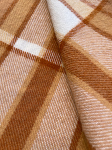 Warm Browns Check SINGLE Pure NZ Wool Blanket