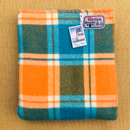 Super Bright Orange and Turquoise SINGLE Super Thick and Soft - Fresh Retro Love NZ Wool Blankets