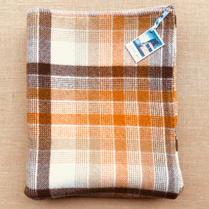 Poppa Styles Brown Check SINGLE Soft and Cosy - Fresh Retro Love NZ Wool Blankets