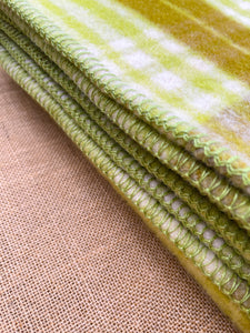 Super Bright Retro Greens & Olive SINGLE New Zealand Wool Blanket