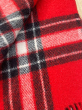 Load image into Gallery viewer, Fluffy &amp; vibrant  Black &amp; Red Tartan TRAVEL RUG New Zealand Wool Blanket
