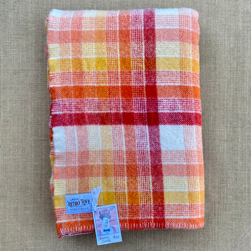 Retro Orange Ultra Bright!  SINGLE New Zealand Wool blanket