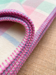 Soft Pink & Mint SINGLE New Zealand Wool Blanket