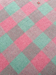 Mint and Rouge Check Calypso QUEEN New Zealand Wool Blanket