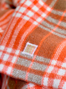 Retro Orange & Olive SINGLE NZ Wool blanket
