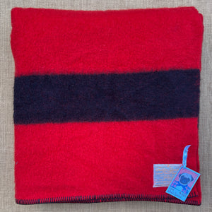 Ultra Thick Firetruck Red American Made KING SINGLE Pure Wool Blanket