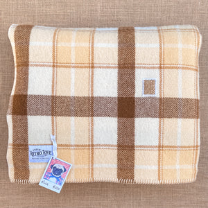 Soft Cream, Butter and Brown  KING Pure New Zealand Wool Blanket.