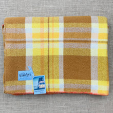 Load image into Gallery viewer, Retro Mustard Check THROW New Zealand Wool Blanket
