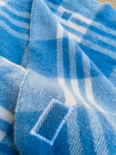 Load image into Gallery viewer, Thick Blue Check SINGLE Pure NZ Wool Blanket.

