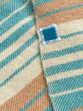Load image into Gallery viewer, Teal &amp; Warm Brown Stripe KING SINGLE New Zealand Wool Blanket.
