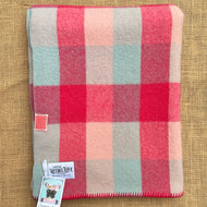 Super Pretty Hot Pink Check SINGLE New Zealand Wool Blanket
