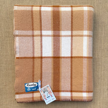 Load image into Gallery viewer, Warm Browns Check SINGLE Pure NZ Wool Blanket
