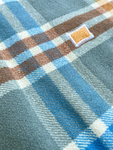 Load image into Gallery viewer, Distinguished Grey, Blue &amp; Terracotta Check DOUBLE New Zealand Wool Blanket
