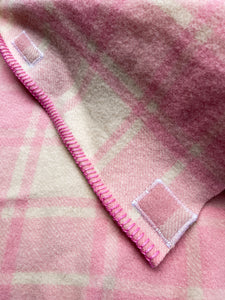 Thick Pink Check KING SINGLE New Zealand Wool Blanket.