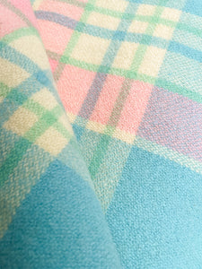 Soft Turquoise, Mint & Pink KING SINGLE Pure New Zealand Wool Blanket.