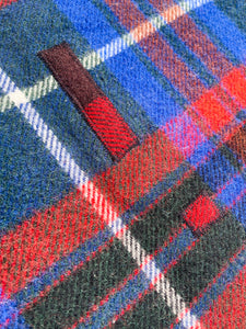 Fluffy & Soft  Blue & Red Tartan TRAVEL RUG New Zealand Wool Blanket