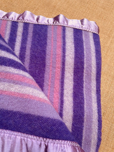 Gorgeous Purple Stripe COT/KNEE Rug Pure NZ Wool Blanket