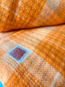 Stunning Retro Orange KING Pure Wool Blanket.