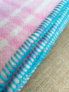 Fresh & Bright Pink & Turquoise SINGLE New Zealand Wool Blanket