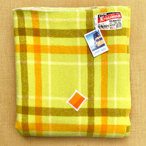 Retro Pistachio Green SINGLE bright with patch repair. Wondawarm! - Fresh Retro Love NZ Wool Blankets