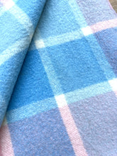 Load image into Gallery viewer, Pink &amp; Blue Check SINGLE New Zealand Wool Blanket
