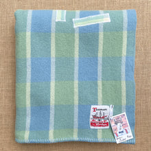 Load image into Gallery viewer, Blue &amp; Green Check **BARGAIN** SINGLE New Zealand Wool Blanket.
