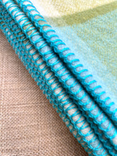 Load image into Gallery viewer, Olive and Turquoise Check Roslyn SINGLE New Zealand Wool Blanket

