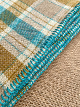 Load image into Gallery viewer, Teal and Mustard KING SINGLE New Zealand Wool Blanket
