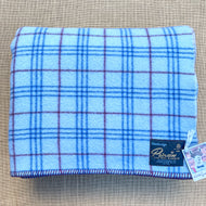 Thick Blue & Burgendy KING SINGLE New Zealand Wool Blanket