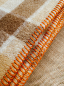 Thick & Super Fluffy SINGLE New Zealand Wool Blanket Creamy Browns
