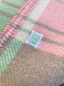 Pretty Pink & Mint DOUBLE New Zealand Wool Blanket