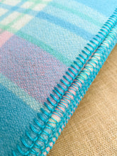 Load image into Gallery viewer, Soft Turquoise, Mint &amp; Pink KING SINGLE Pure New Zealand Wool Blanket.
