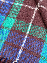 Load image into Gallery viewer, Smooth Blue &amp; Green Classic TRAVEL RUG Pure Wool Blanket

