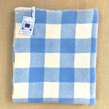 Load image into Gallery viewer, Lightweight SINGLE Wool Blanket in blue and cream check - Fresh Retro Love NZ Wool Blankets
