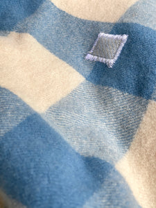 Petone Classic Blue & Cream Check DOUBLE New Zealand Wool Blanket