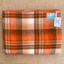Load image into Gallery viewer, Fantastic Retro Browns &amp; Orange KING Pure New Zealand Wool Blanket.
