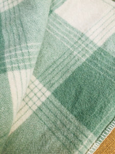 Pretty Mint and Cream SINGLE/THROW/COT Pure NZ Wool Blanket - Fresh Retro Love NZ Wool Blankets