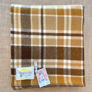 Outdoorsy thick and woody SINGLE New Zealand Wool Blanket with label